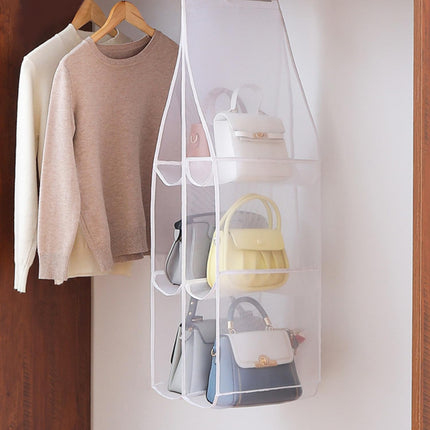 Hanging Handbag Purse Organizer,  2 Pack Transparent Hanging Closet Organizer with 8 Pockets, Washable Dust Proof Nylon Storage Bag for Closet and Wardrobe.