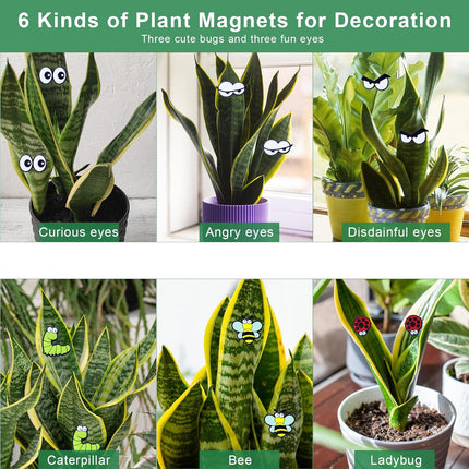 Cute Plant Magnets - Funny Cartoon Eyes, Unique Lover Gifts, Lightweight & Safe Halloween and Christmas Decoration, Indoor Accessories for Office - Give Your Plants Personality.