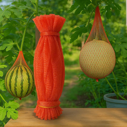Melon Hammock Watermelon Nets, 100 Pack Heavy Duty Reusable Melon Cradle, Hanging Watermelon Mesh Bags with Drawstring for Garden Trellis, Vertical Growing Support, Melons, Honeydew, Pumpkins.