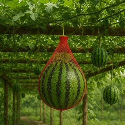 Melon Hammock Watermelon Nets, 100 Pack Heavy Duty Reusable Melon Cradle, Hanging Watermelon Mesh Bags with Drawstring for Garden Trellis, Vertical Growing Support, Melons, Honeydew, Pumpkins.