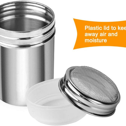 2 Pack Powdered Sugar Shaker Duster, Cinnamon Shaker Flour Sifter, Fine Mesh Stainless Steel Dredge for Baking Soda Flour Cinnamon Cocoa.