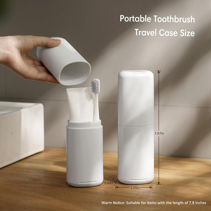 Travel Toothbrush Case, Portable Tooth Brush Holder and Toothpaste Cover Container with Mouthwash Cup, Compact Oral Clean Tools Organizer for Traveling/Camping/School/Home (Grey).