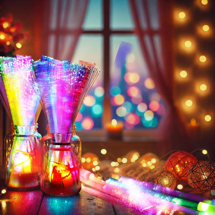 10 Led Fibre Glow Sticks Multi-Coloured Flashing Glow Sticks with 3 Light Modes For Night Parties, Birthday Parties, Easter, Discos, Concerts, Christmas, Carnivals, Weddings(Random Colour).