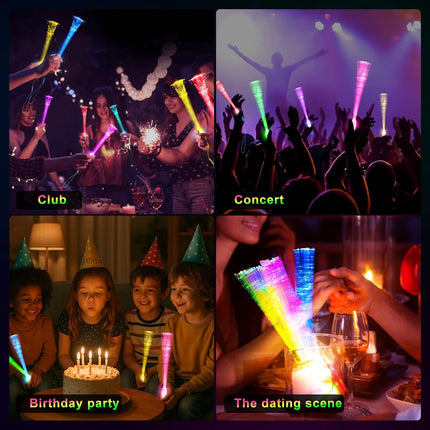 10 Led Fibre Glow Sticks Multi-Coloured Flashing Glow Sticks with 3 Light Modes For Night Parties, Birthday Parties, Easter, Discos, Concerts, Christmas, Carnivals, Weddings(Random Colour).