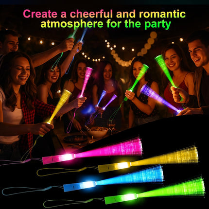 10 Led Fibre Glow Sticks Multi-Coloured Flashing Glow Sticks with 3 Light Modes For Night Parties, Birthday Parties, Easter, Discos, Concerts, Christmas, Carnivals, Weddings(Random Colour).