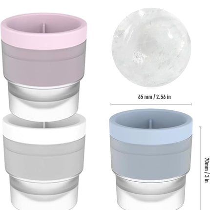 Large Ice Ball Molds 6 PCS - Silicone Spherical Ice Cube Trays for Whiskey, Cocktails, Cold Drinks - Freezer Safe Ice Maker for Refrigerator & Baby Food Storage.