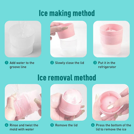 Large Ice Ball Molds 6 PCS - Silicone Spherical Ice Cube Trays for Whiskey, Cocktails, Cold Drinks - Freezer Safe Ice Maker for Refrigerator & Baby Food Storage.