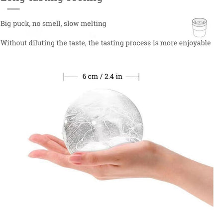 Large Ice Ball Molds 6 PCS - Silicone Spherical Ice Cube Trays for Whiskey, Cocktails, Cold Drinks - Freezer Safe Ice Maker for Refrigerator & Baby Food Storage.