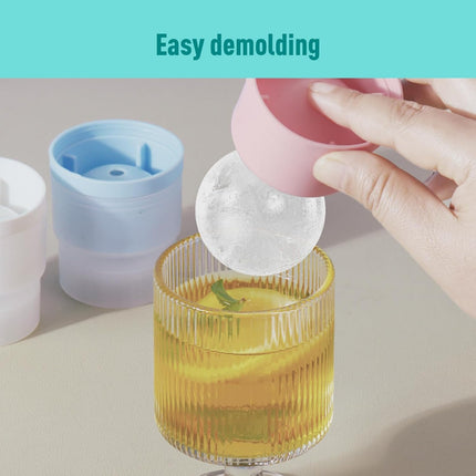 Large Ice Ball Molds 6 PCS - Silicone Spherical Ice Cube Trays for Whiskey, Cocktails, Cold Drinks - Freezer Safe Ice Maker for Refrigerator & Baby Food Storage.
