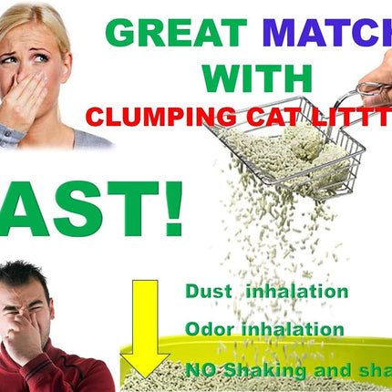 Metal Cat Litter Scoop, Fast and Clean Clumping Kitty Litter Scooper with Holder, Flat Ledging Edge, Large Solid and Comfy! All Metal Fun Maker, Say No to Dirty and Loose Handle,1+2pcs.