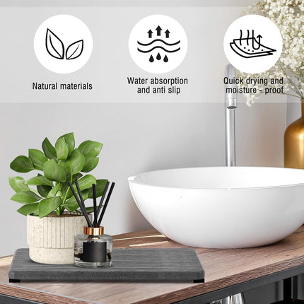 3PCS Water Absorbing Stone Tray, Fast Drying Stone Sink Tray, Stones Soap Trays, Water Absorbent Diatomite Trays, Diatomite Coasters for Kitchen Sink Bathroom Counter, Hand Soap Dish & Holders.