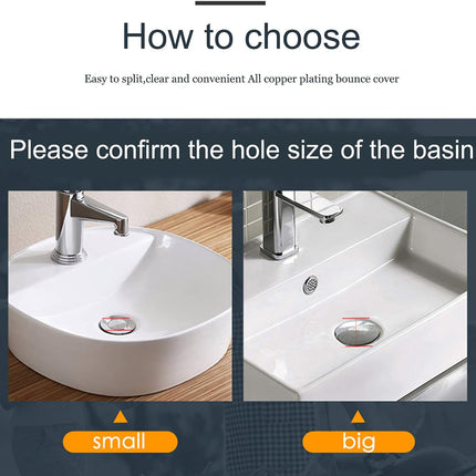 Pop-Up Click Clack Plug,66 mm Bathroom Basin Sink Button Drain,Suitable for Kitchen Bathroom Washbasin, Solid Brass Chrome Platedplug.