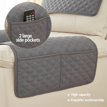 Armrest Chair Covers, Stretch Armchair Couch Arm Rest Cover, Waterproof Armchair Slipcover Nonslip Quilted Furniture Protector for Pets Leather Sofa Couch (Dark Gray,1 Person (Set of 3)).