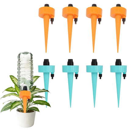 8 Pack Self Watering Spikes, Automatic Plant Irrigation Drippers, Plastic Self Watering Device with Adjustable Control Valve for Indoor & Outdoor Plants and Flowers, Easy to Install.