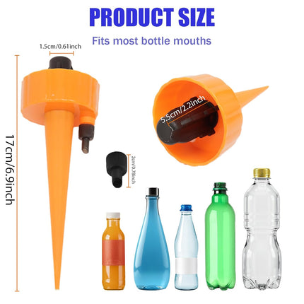 8 Pack Self Watering Spikes, Automatic Plant Irrigation Drippers, Plastic Self Watering Device with Adjustable Control Valve for Indoor & Outdoor Plants and Flowers, Easy to Install.