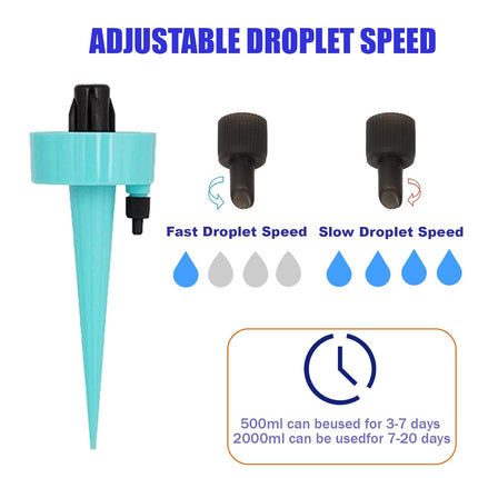 8 Pack Self Watering Spikes, Automatic Plant Irrigation Drippers, Plastic Self Watering Device with Adjustable Control Valve for Indoor & Outdoor Plants and Flowers, Easy to Install.