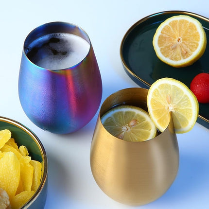 Stemless 17 OZ Tumbler Wine Glasses Set of 4, 304 Stainless Steel Cups for Home Restaurants Bars Outdoor, Gift Essentials and Dishwasher safe(Gold).