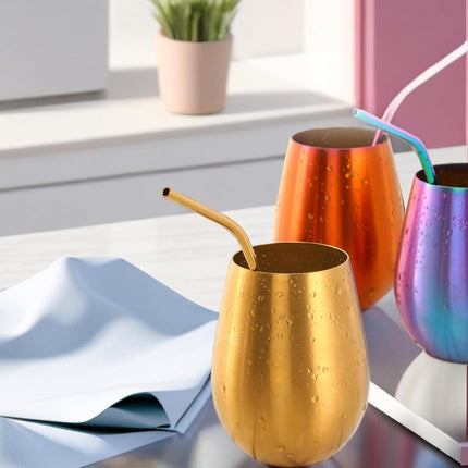Stemless 17 OZ Tumbler Wine Glasses Set of 4, 304 Stainless Steel Cups for Home Restaurants Bars Outdoor, Gift Essentials and Dishwasher safe(Gold).