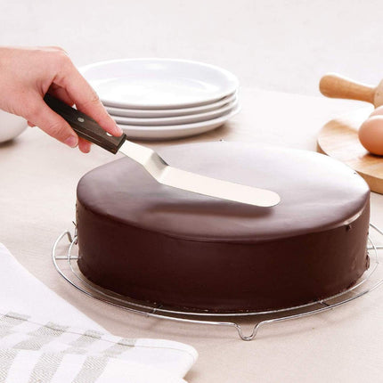 4PCS Offset Spatula Icing Spatula Set 4" 6" 8" 10" Professional Stainless Steel Cake Spatula Frosting Spatula Set with Wooden Handle (Angled).