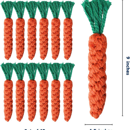12 PCS Carrot Dog Rope Toys for Dogs, Durable Chew Toys for Aggressive Chewers, Entertainment & Interaction, Teeth Cleaning and Chewing, All-Cotton.