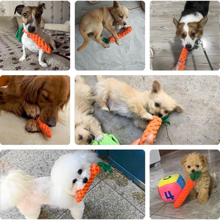 12 PCS Carrot Dog Rope Toys for Dogs, Durable Chew Toys for Aggressive Chewers, Entertainment & Interaction, Teeth Cleaning and Chewing, All-Cotton.