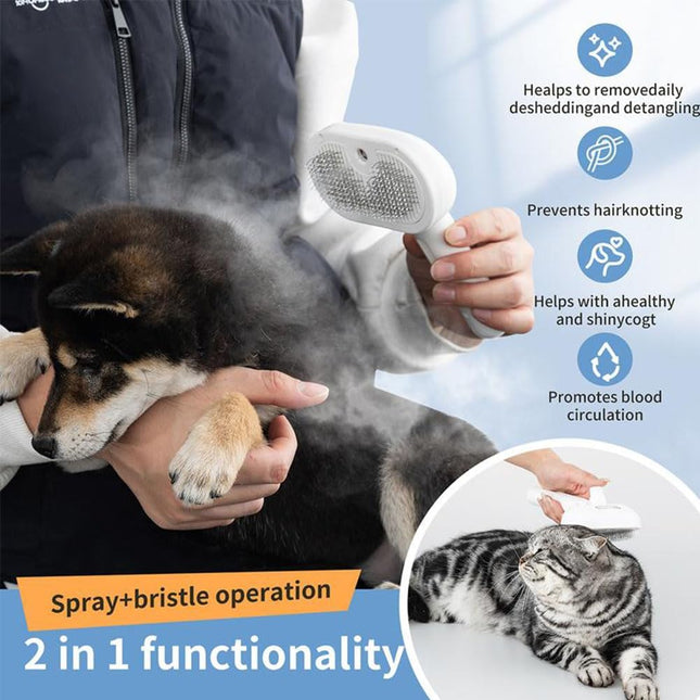 Kivori Pet Grooming Brush, Kivori All in One Pet Grooming Brush, 3-in-1 Pet Water Steam Spray Grooming Comb for Cats and Dogs (2pcs-a).