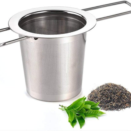 Tea Infuser Stainless Steel Tea Strainer Steeper Filter with Folding Handle for Loose Leaf Grain Tea Cups, Mugs, and Pots.