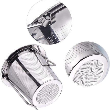Tea Infuser Stainless Steel Tea Strainer Steeper Filter with Folding Handle for Loose Leaf Grain Tea Cups, Mugs, and Pots.