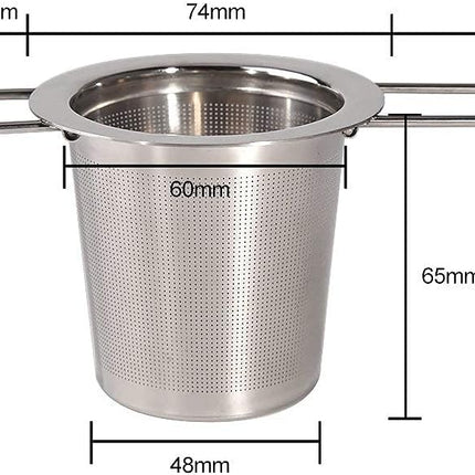 Tea Infuser Stainless Steel Tea Strainer Steeper Filter with Folding Handle for Loose Leaf Grain Tea Cups, Mugs, and Pots.