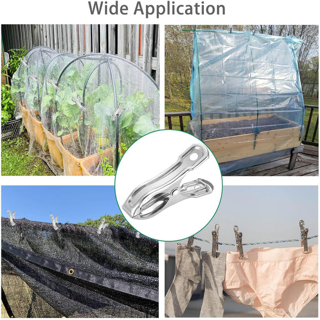 40 PCS Garden Clips, Greenhouse Clamps Made of Stainless Steel, Greenhouse Clips for Netting, Have a Strong Grip to Hold Down the Shade Cloth or Plant Cover on Garden Hoops.