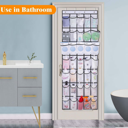 Over The Door Shoe Organizer 24 Large Mesh Pockets, White.