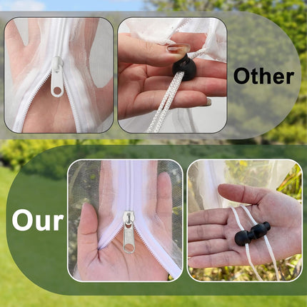 1Pack 10 * 10FT Large Fruit Tree Netting Bags with Zipper and Drawstring, Bird Netting for Blueberry Bushes and Apple Tree, Garden Netting Cover Safeguard Plant from Birds, Pest and Deer.