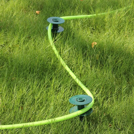 6 Pack Hose Guard Stake, 10 Inch Green ABS & Zinc Alloy Garden Hose Guide Spike with Heavy Spin Top, Protects Plants & Landscaping.