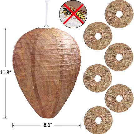 6 Pack Wasp Nest Decoy Safe Hanging Wasp Deterrent for Hornets Yellow Jackets.
