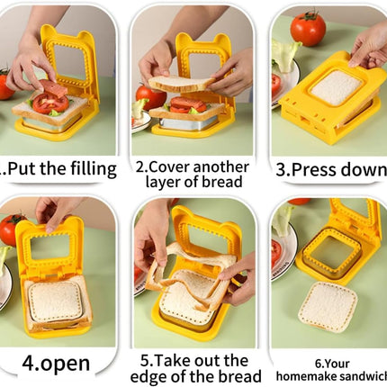 Sandwich Cutter and Sealer, Square Pocket Sandwiches Cutter Uncrustables Maker, Sandwich Cutters for kids love lunchables (Red).