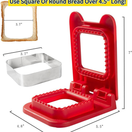 Sandwich Cutter and Sealer, Square Pocket Sandwiches Cutter Uncrustables Maker, Sandwich Cutters for kids love lunchables (Red).