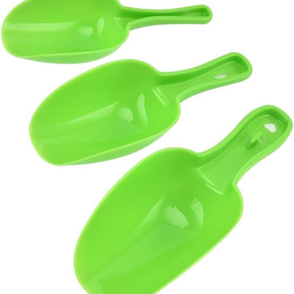 Set of 3 Ice Scoop, Plastic Kitchen Ice Scoop for Canisters or Ice Maker, Food Scoops for Canisters, Freezer, Flour, Dry Foods, Coffee Beans, Pop Corn, Pet Dog Cat Food (Green).