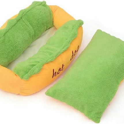 Hotdog Design Dog Bed - Soft, Removable & Washable Pet Mat for Small Dogs.