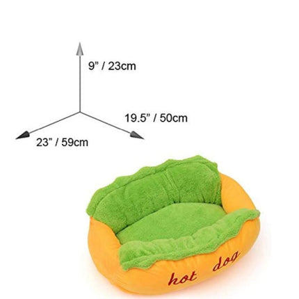 Hotdog Design Dog Bed - Soft, Removable & Washable Pet Mat for Small Dogs.