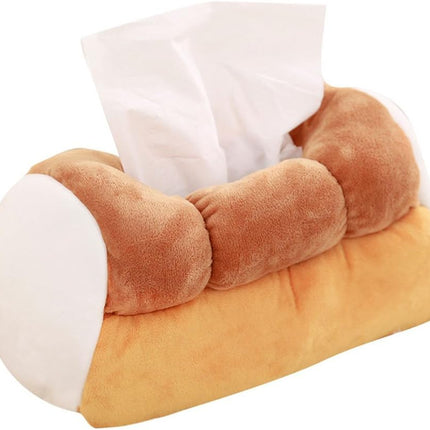 Plush Soft Tissue Case Box Holder - Funny Cute Tissue Box Holder Yellow Simulation Toast Bread Plush Tissue Box for Car,Home,Office.