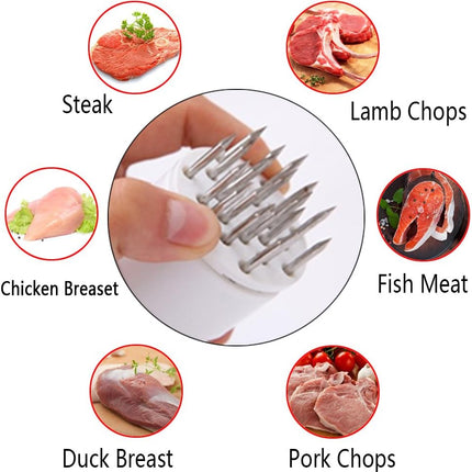 2 Pack Meat Tenderizer Tool Profession Kitchen Gadgets Jacquard Meat Tenderizers 21 Blades Stainless Steel Meat Tenderizer Needle Best For Tenderizing,BBQ,Marinade & Flavor Maximizer.
