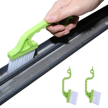 2pcs Hand-held Groove Gap Cleaning Tools Door Window Track Kitchen Cleaning Brushes(Green).