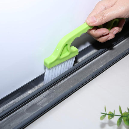 2pcs Hand-held Groove Gap Cleaning Tools Door Window Track Kitchen Cleaning Brushes(Green).