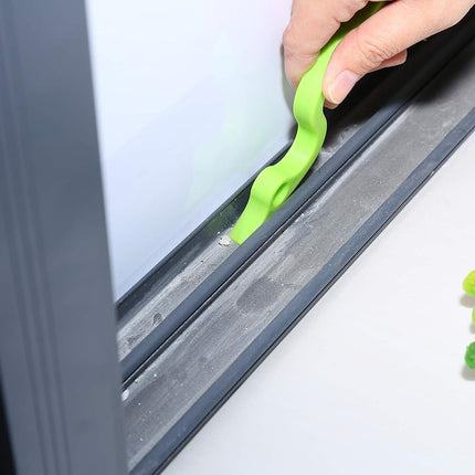 2pcs Hand-held Groove Gap Cleaning Tools Door Window Track Kitchen Cleaning Brushes(Green).