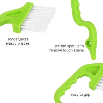 2pcs Hand-held Groove Gap Cleaning Tools Door Window Track Kitchen Cleaning Brushes(Green).