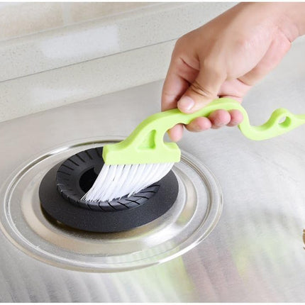 2pcs Hand-held Groove Gap Cleaning Tools Door Window Track Kitchen Cleaning Brushes(Green).