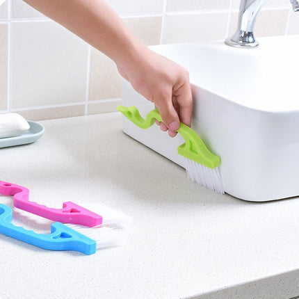 2pcs Hand-held Groove Gap Cleaning Tools Door Window Track Kitchen Cleaning Brushes(Green).