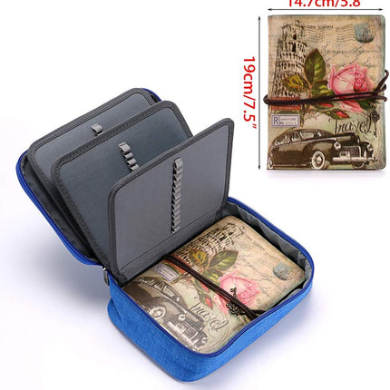 High Capacity Zipper Pens Pencil Case-Multi-Functional Stationery Pencil Pouch 72 Slots(Blue).