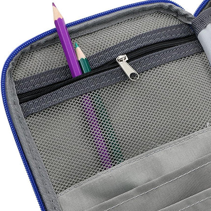 High Capacity Zipper Pens Pencil Case-Multi-Functional Stationery Pencil Pouch 72 Slots(Blue).