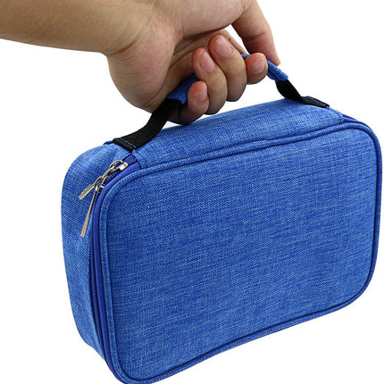 High Capacity Zipper Pens Pencil Case-Multi-Functional Stationery Pencil Pouch 72 Slots(Blue).